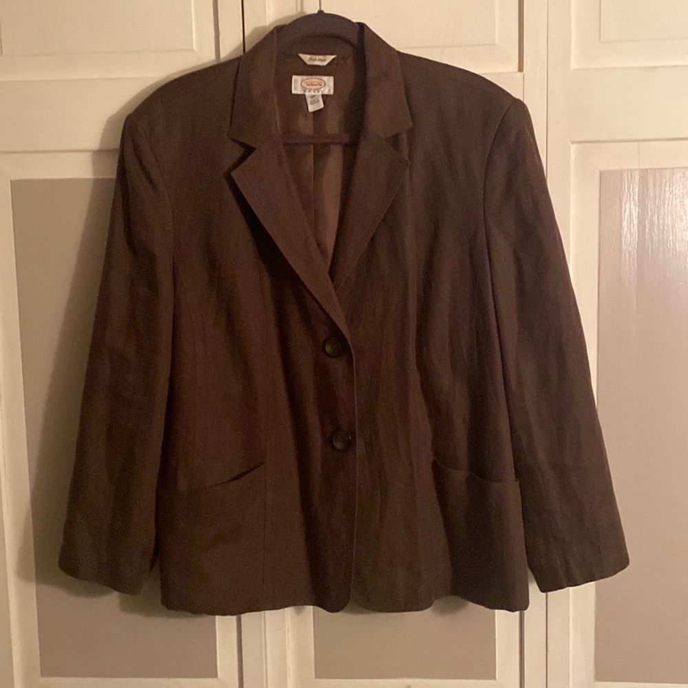 Talbots, Irish linen jacket size 18 W Brown